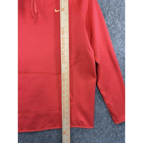 Nike Hoodie Women's Large Coral Red Dri Fit Fleece Training Swoosh Sweatshirt - Picture 7 of 11